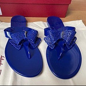 Salvatore Ferragamo Blue Jelly Thong Sandals-8M